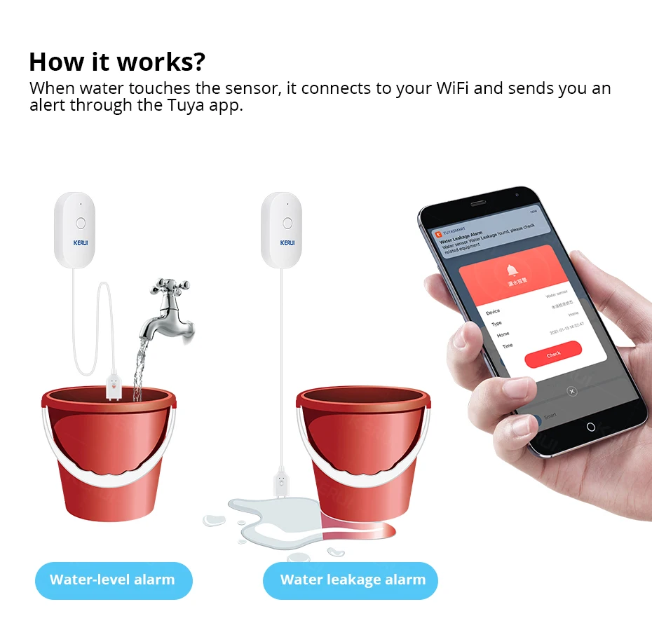 KERUI WiFi مستشعر المياه المنز - مراجعة Home Security And Monitoring وسعره
