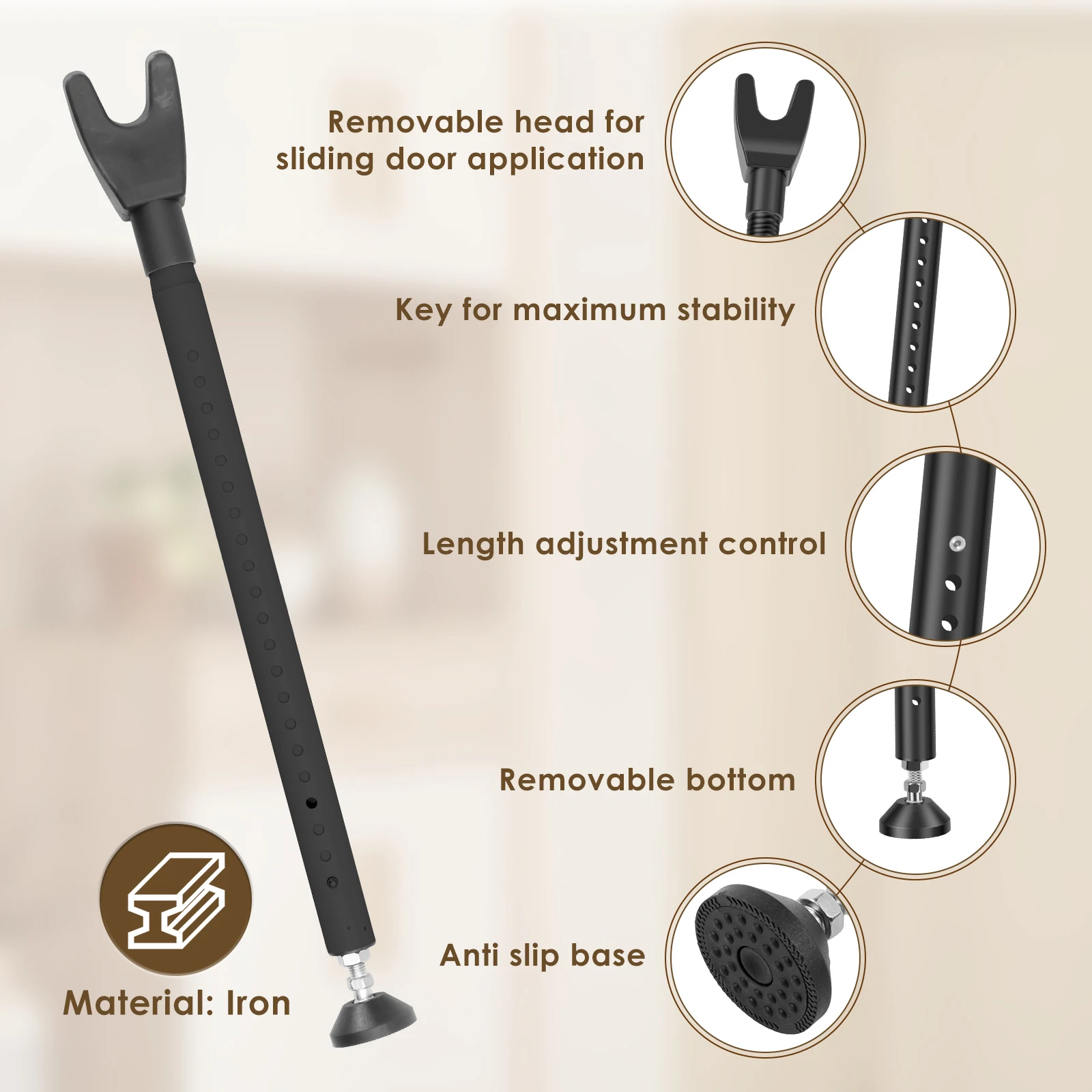 قفل باب منزلق قابل للتعديل 44- - مراجعة Home Security Door Reinforcement Lock وسعره