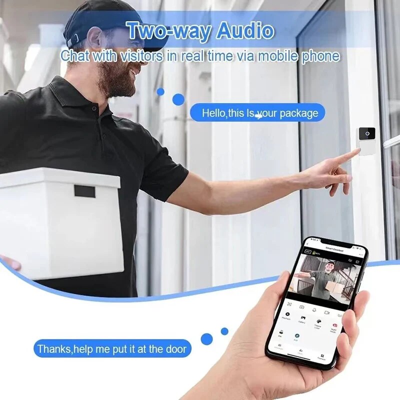 جرس باب فيديو واي فاي لاسلكي ل - مراجعة Home Security Features وسعره